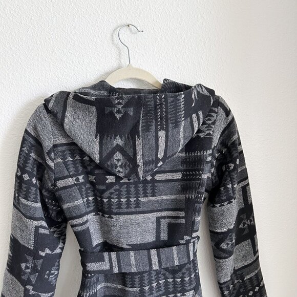 FOREVER 21 Hooded Aztec Boho Wrap Coat - Hippie Shawl Winter Jacket (S) - Picture 13 of 14